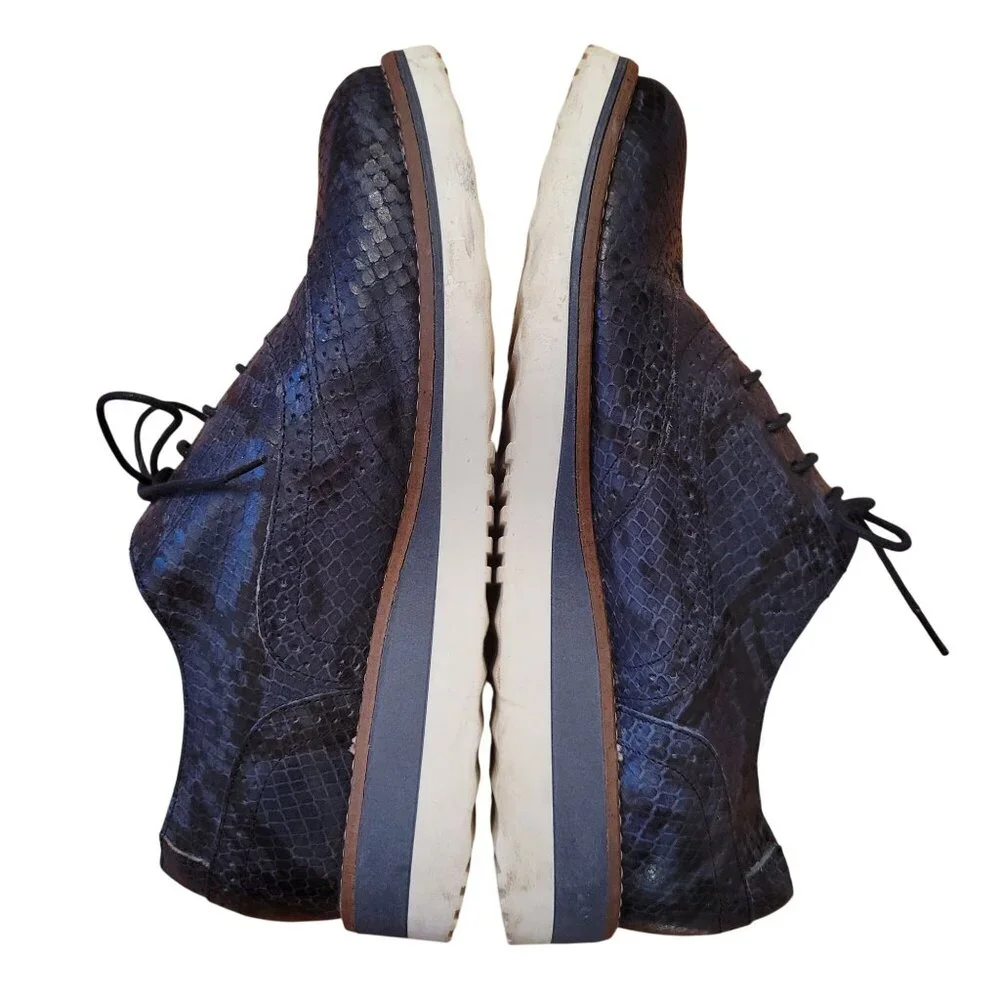 Boden 38 Blue Snakeskin Leather‎ WILLA Platform Brogue Oxford 7 Wingtip